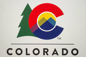 State of Colorado logo with tree, mountain, large letter "C"